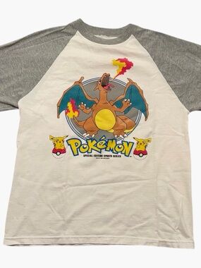 Rare 1999 Nintendo Pokemon Charizard Special Edition Baseball Tee Adult S/M